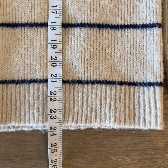 ZARA Kids/Teen Striped Acrylic Sweater-Beige Navy Stripe Pullover-Size Lge 13-14 - Picture 7 of 15